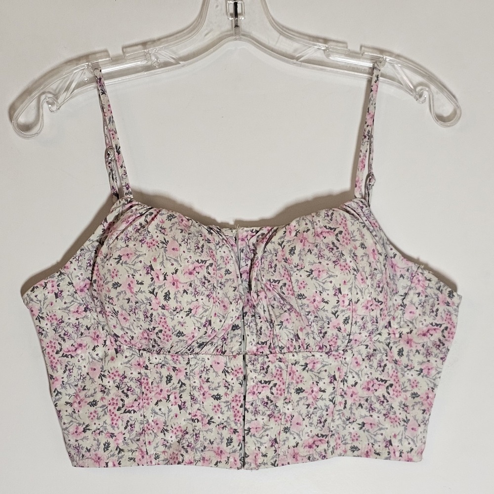Story On Bustier Womens Large Pink Floral Adjust Strap Corset Padded Hook & Eye